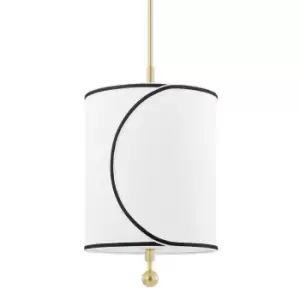 image of Zara 1 Light Small Pendant Brass, Belgian Linen