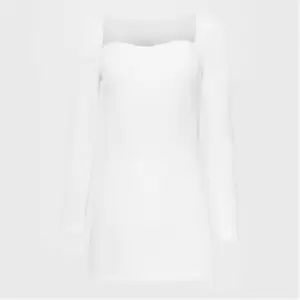 image of Missguided Petite Textured Rib Mini Dress - White