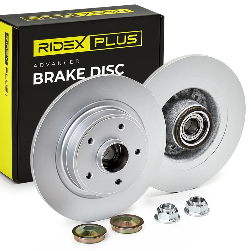 Image of RIDEX PLUS 82B0431P Brake disc Solid, with axle nut, with wheel hub Brake Disc (82)