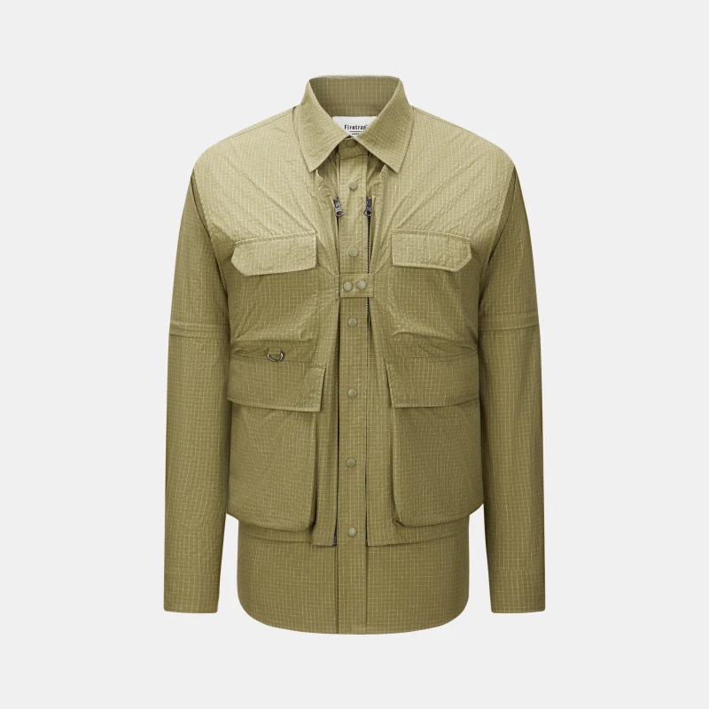 Image of Firetrap Mens 3-in-1 Convertible DWR Full Zip Long Sleeve Overshirt Canvas male S