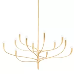 image of Hudson Valley Lighting Labra 12 Light Chandelier in Vintage Gold Leaf