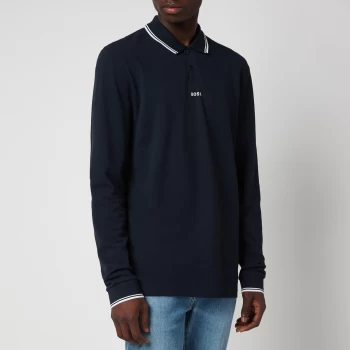 Image of Hugo Boss PChup Long Sleeve Polo Shirt Navy Size S Men