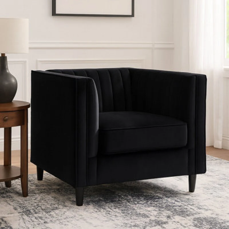 Image of Premier Housewares Interiors by Premier Farah Velvet Chair Black