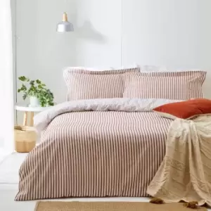 Image of The Linen Yard Hebden Double Duvet Cover Set Cotton Pecan