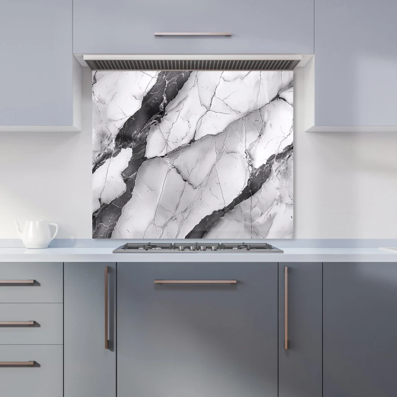 Image of Warren Reed - Designer Grey & White Marble Effect Kitchen Splashback Size: 700mm x 650mm Grey Unisex 700mm x 650mm