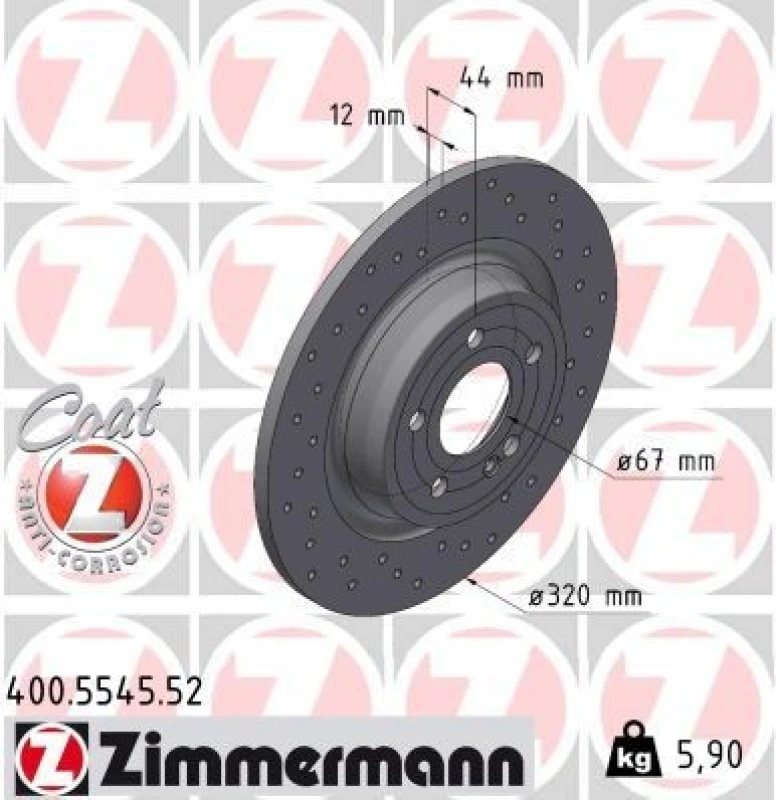 Image of ZIMMERMANN Brake disc ZIMMERMANN 400.5545.52