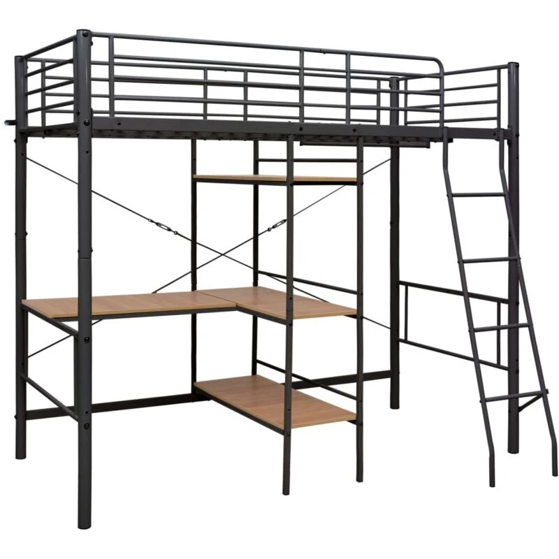 Image of VIDAXL Bunk Bed with Table without Mattress Grey Metal 90x200cm Vidaxl 287908