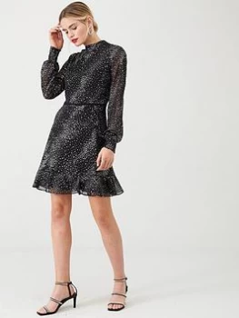 Image of Oasis Glitter Star Skater Dress - Multi/Black, Size 10, Women