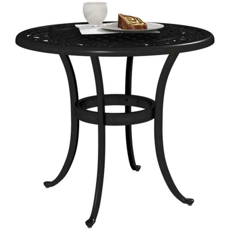 Image of Outsunny 60cm Round Hollow Top Design Side Table with Cast Aluminum Frame Black