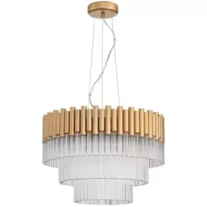 image of Spring Contemporary Pendant Ceiling 7 Light Gold, Crystal