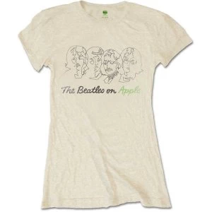 Image of The Beatles - Outline Faces on Apple Womens Large T-Shirt - Sand