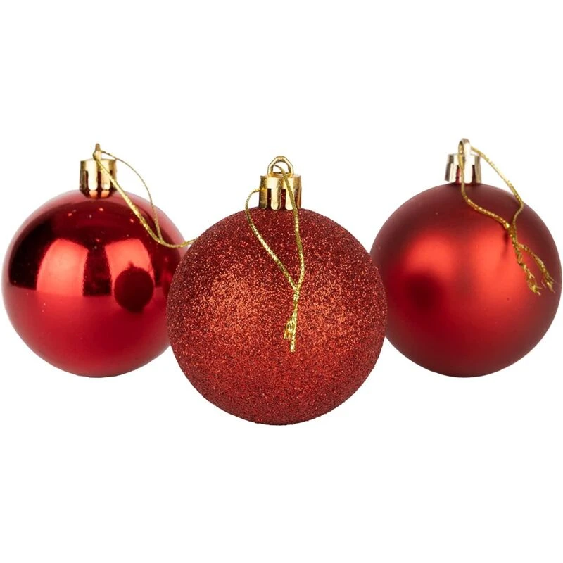 Image of Shatchi 60mm/18Pcs Christmas Baubles Shatterproof Red,Tree Decorations Red