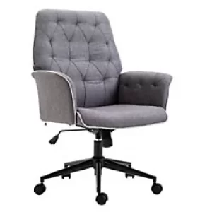 image of HOMCOM Office Chair Grey Sponge, Linen 921-103