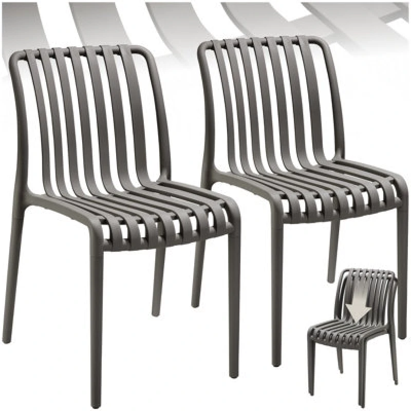 Image of Tectake Garden Chairs Alcudia - Durable, Stackable And Weather-Resistant - Anthracite - Set Of 2