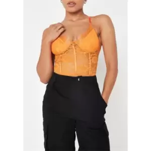 image of Missguided Strappy Lace Detail Bodysuit - Orange