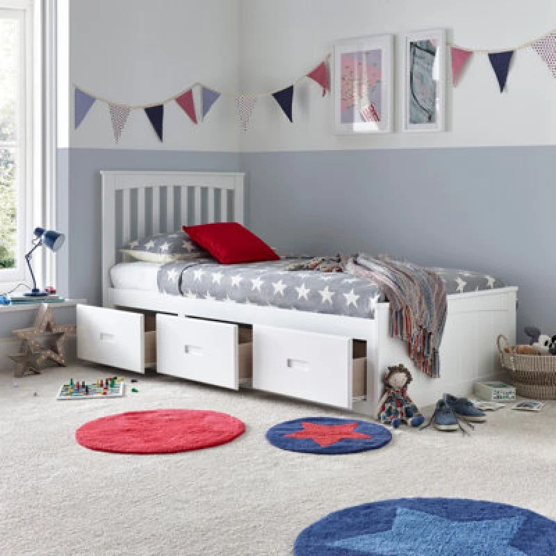 Image of Bedmaster Quest White Wooden 3 Drawer Bed Single