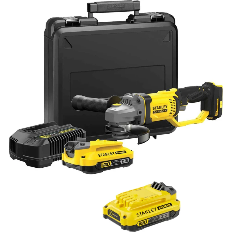Image of Stanley Fatmax V20 SFMCG400 18v Cordless Angle Grinder 125mm SFMCG400D2K Batteries: 2 x 2ah Li-ion