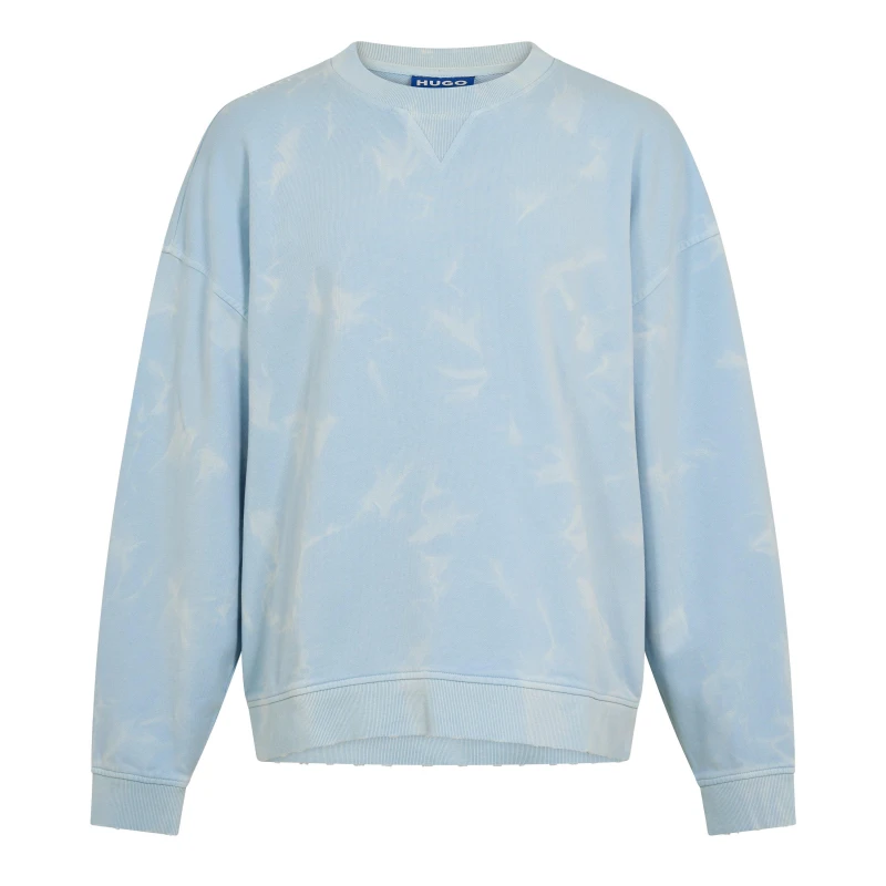 Image of Hugo Mens Nustroyos Short Sleeve Crew Sweatshirt Open Blue male XS
