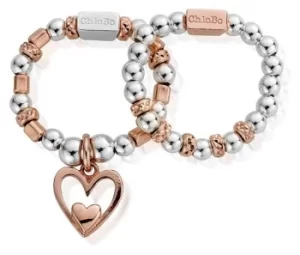 Image of ChloBo Rose Set Of Two Heart Ring MR2733 Jewellery