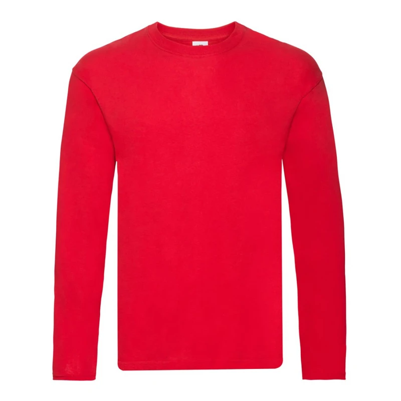 Image of Fruit Of The Loom Fruit of the Loom Men Iconic 150 Classic Long-Sleeved T-Shirt in Red Size: Small Red S Male 5059699665071
