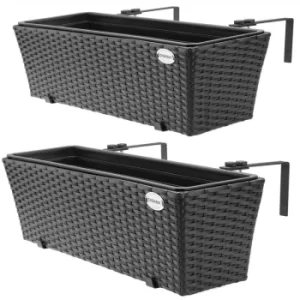 Image of Balcony Flower Pot Planter 60x20x19cm Black