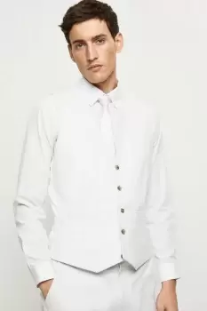 Image of Tailored Fit Pale Grey Cotton Stretch Waistcoat