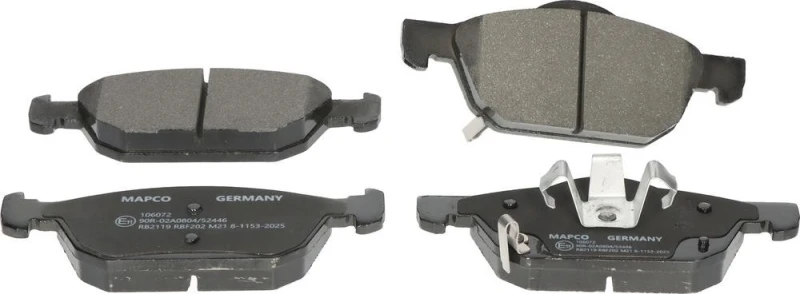 Image of MAPCO 106072 Brake pad set Front Axle, with acoustic wear warning Brake Pad Set,disc brake (402)