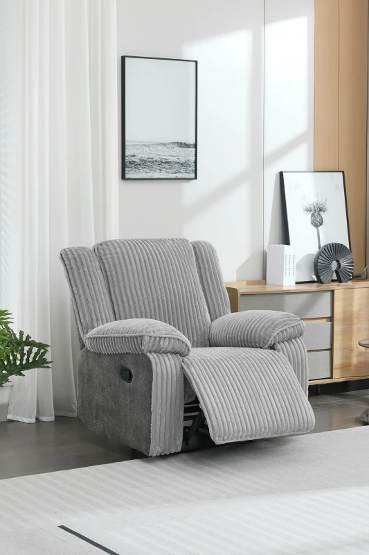 Image of More4Homes Verona Jumbo Cord Manual Recliner Chair (Grey)
