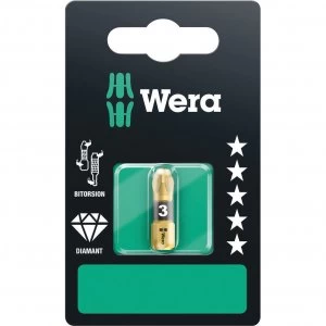 image of Wera BiTorsion Diamond Pozi Screwdriver Bits PZ3 25mm Pack of 1