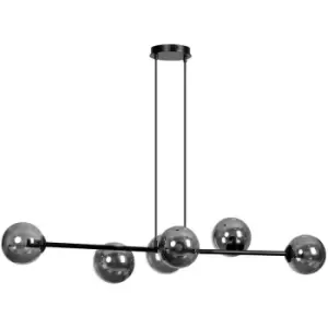 Image of Emibig Rossi Black Globe Pendant Ceiling Light with Graphite Glass Shades, 6x E14