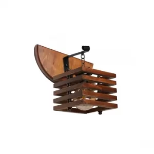 Image of Derin ceviz kare ah?ap kafesli aplik Brown Wall Lamp