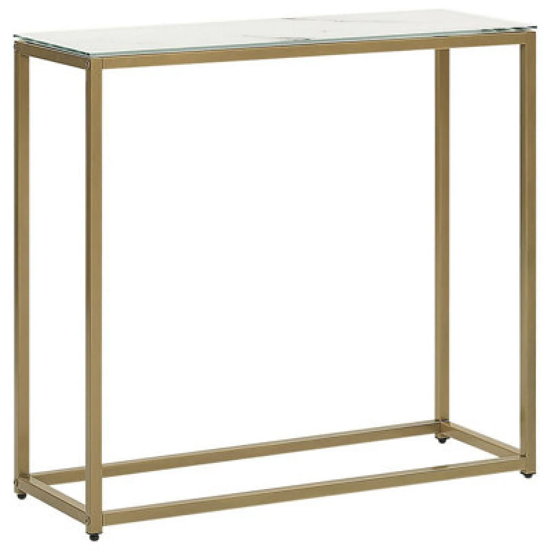 Image of Beliani Console Table Delano Tempered Glass Marble/ Gold