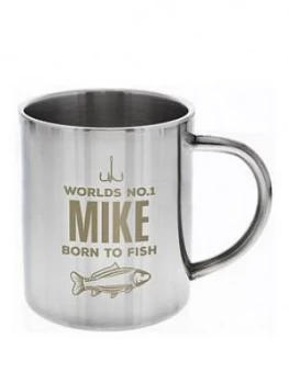 image of Personalised Born To Fish Stainless Steel Mug