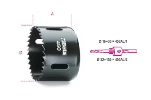 image of Beta Tools 450 HSS-Cobalt 8% Bi Metal Holesaw Ø: 22mm (7/8) 004500022