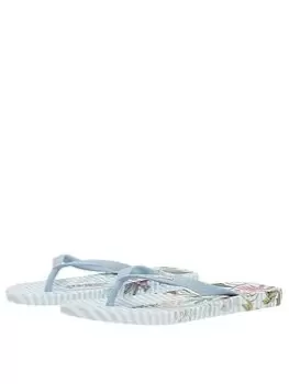 Joules Floral Stripe Flip Flop - Blue Size 4, Women