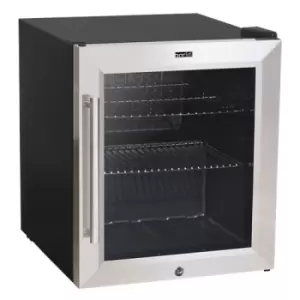 Image of Baridi 50L Tabletop Drinks Fridge, Mini Beer Cooler, Glass Door, Stainless Steel
