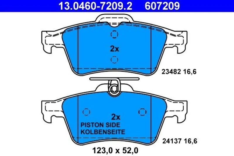 Image of ATE 13.0460-7209.2 Brake pad set excl. wear warning contact Brake Pad Set,disc brake (402)
