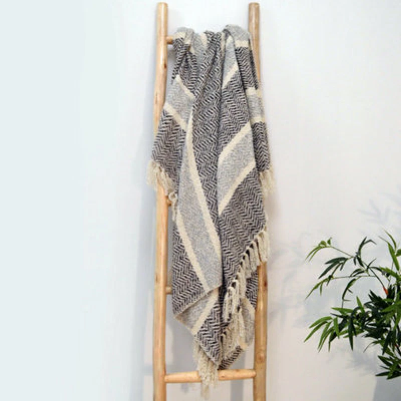 Image of Allure Bath Fashions Chenille Herringbone Throw Blanket - Grey, 125 X 150Cm