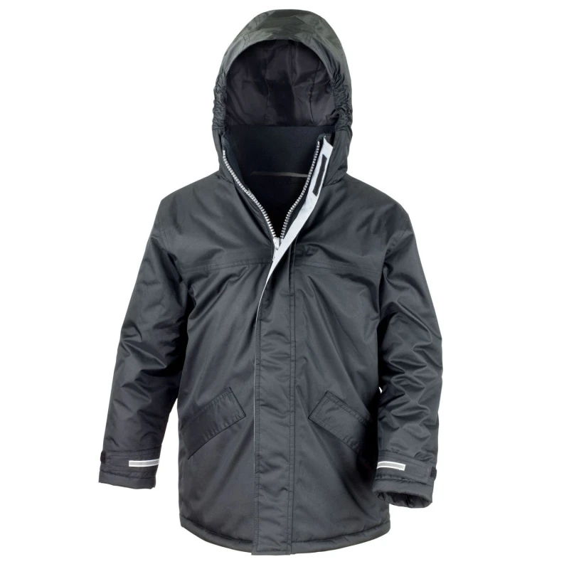 Image of Result Core Plain Black Parka Size: 3-4 Years Black Unisex 3-4 Years