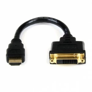 image of StarTech HDMI to DVI D 8" Video Cable Adaptor HDMI Male to DVI Female