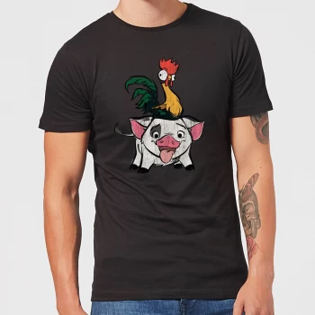 Image of Disney Moana Hei Hei and Pua Mens T-Shirt - Black - 3XL - Black