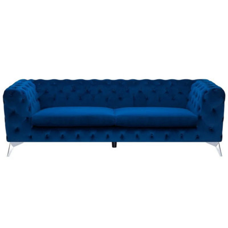 Image of Beliani Sofa 3 Seater Sotra Velvet Navy Blue