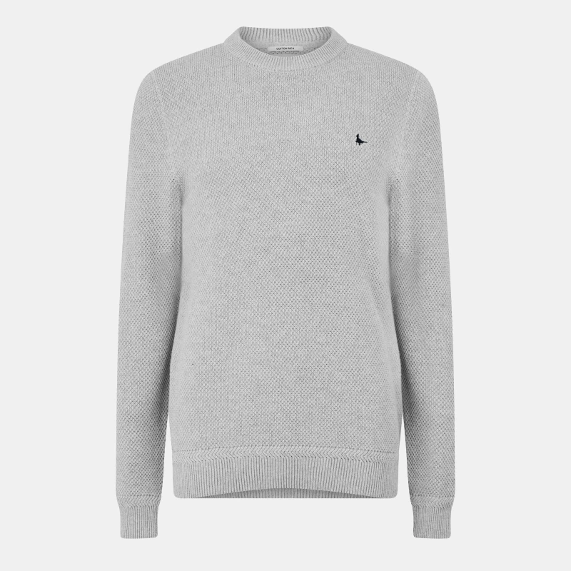 Image of Jack Wills Linus seed stitch Crew Neck Jumper Men Grey Marl male XS