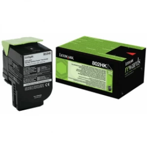 image of Lexmark 802HK Black Toner High Capacity Return Program Cartridge