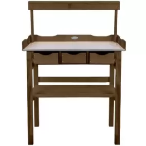 Esschert Design Potting Table with Drawer and Rack Brown