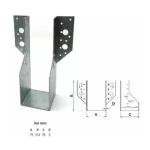 Image of Moderix - Jiffy Timber Joist Hangers Decking Lofts Roofing Zinc Packs - Size 72x214x75x2mm - Pack of 20