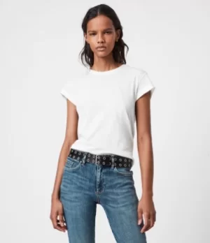 Image of AllSaints Womens Cotton Regular Fit Anna T-Shirt, White, Size: 8