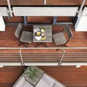 Image of Tectake Trevi Rattan Folding Bistro Set - Grey