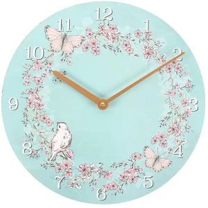Image of Rustic Romance Bird and Butterflies Wall Clock