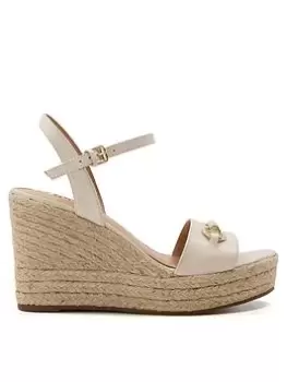 image of Dune London Leather Kai Snaffle Wedge - Ecru Leather, Beige, Size 3, Women